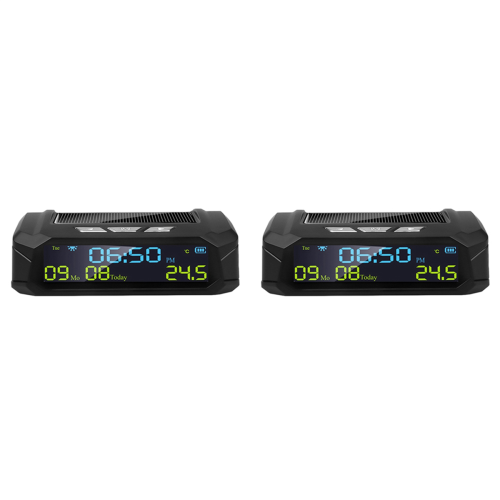 Orologio digitale solare per auto 2X con display LCD per ora, data e temperatura in auto 1