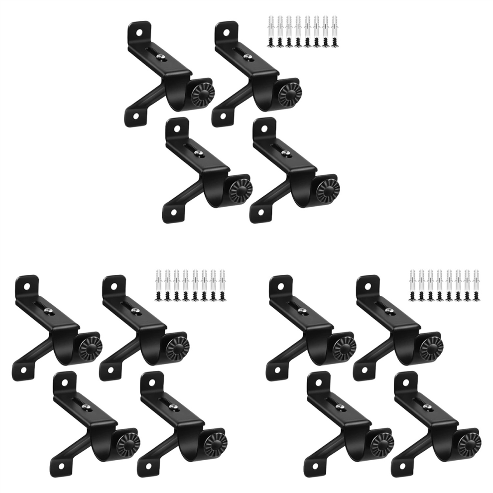 12X Curtain Rod Bracket, Adjustable Heavy Duty Holders, Black Rods Hoo-image-OPC-PJDHMQ5-NEW