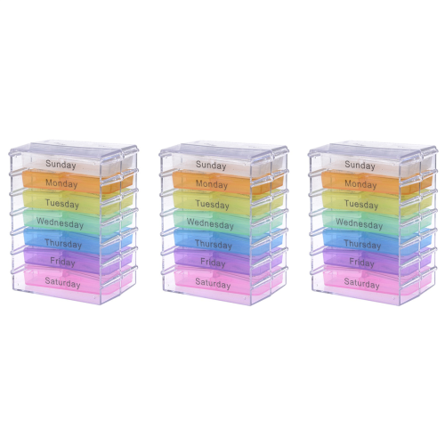 3X Medicine Weekly Storage Pill 7 Day Tablet Sorter Box Container Case 1