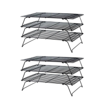 2X 3 Schichten stapelbar Kühlung Rack Metall Kuchen Cookie Brot Net Mat Hol