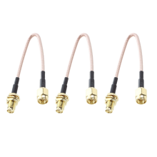 3X SMA Female Male F / M Antenna Connection Cable Adapter Black + Gold