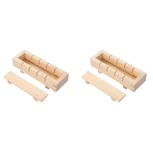 2X Wooden Sushi Maker Rice Mold Making Kit Set for Kitchen Accessories