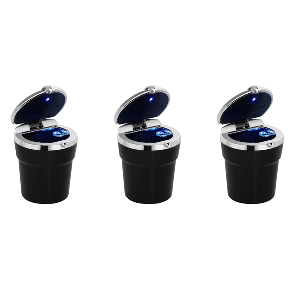 Posacenere Per Auto 3X Con Coperchio - Portatile Da Viaggio Autoestinguente Realizzato In F