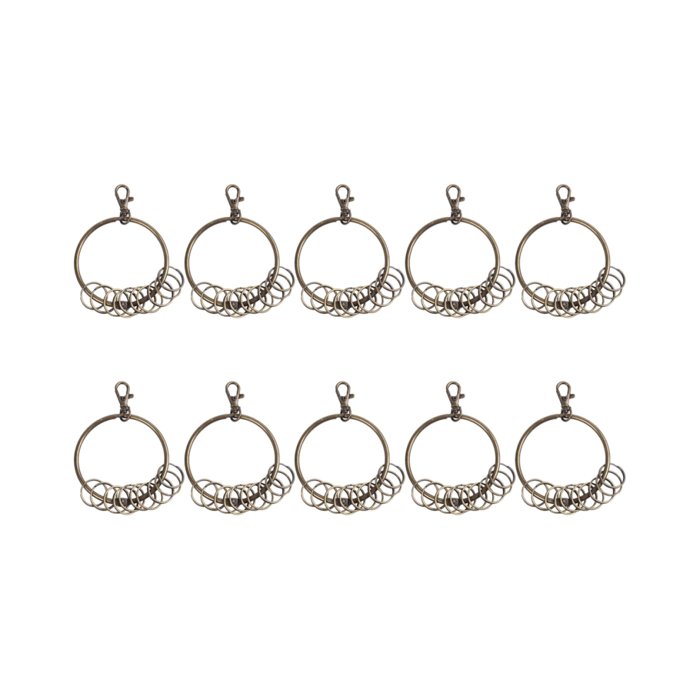 Portachiavi Con Moschettone In Bronzo Da 10 Pezzi, 10 Anelli, 7,6 Mm