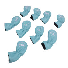 9 Stück PU-Leder Golf-Clubhüllen Hellblau Eisen
