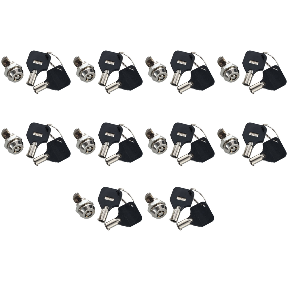 Lot de 10 serrures à came quart de tour filetées de 12 mm pour tiroirs, boîtes et casiers