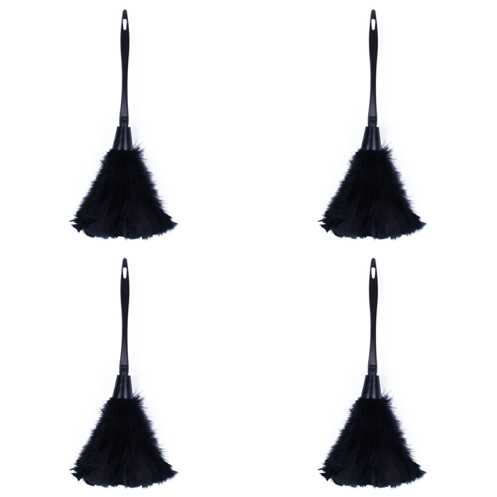 Spolverino Per Tacchino Alla Moda Da 4 Pezzi Con Manico In Plastica Nera, Strumento Di Pulizia (Nero)