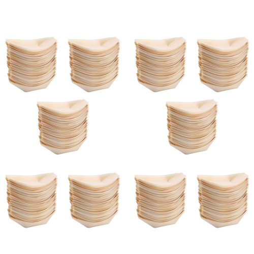 500X Finger Food - Μπολ, "Βάρκα" Βιοδιασπώμενο Ξύλο 11 cm x 6,5 1