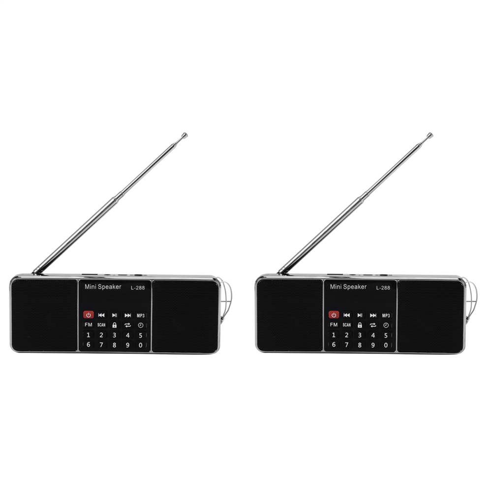 2X Mini Altoparlante Radio Fm Stereo Ricaricabile Portatile L-288 Con Schermo Lcd