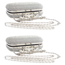 2X Cierre de Plata Diamante Cristal Diamante Bolso de Noche Clutch Monedero Parte