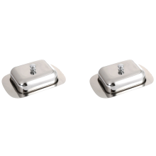 2X Luxuriöse Edelstahl Butterdose Box Behälter Glänzend Käse Servieren