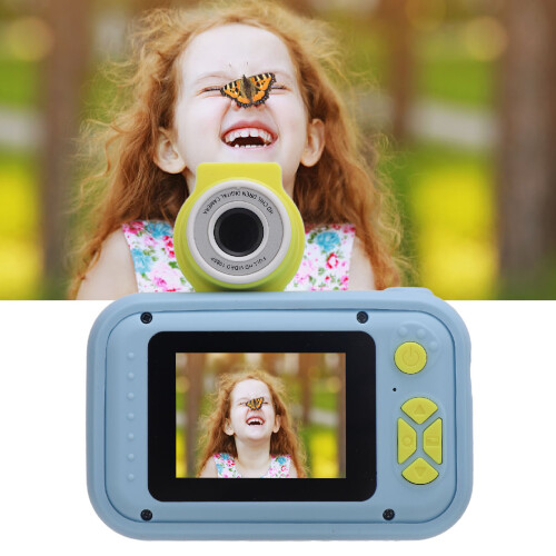 Caméra pour enfants 40 MP, objectif pivotant, 400 mAh, 32 Go, Bleu