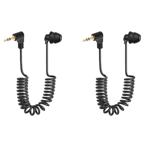 2X 3.5mm Spring Earphones Single Side Headphones Earbuds Wired Headset 1