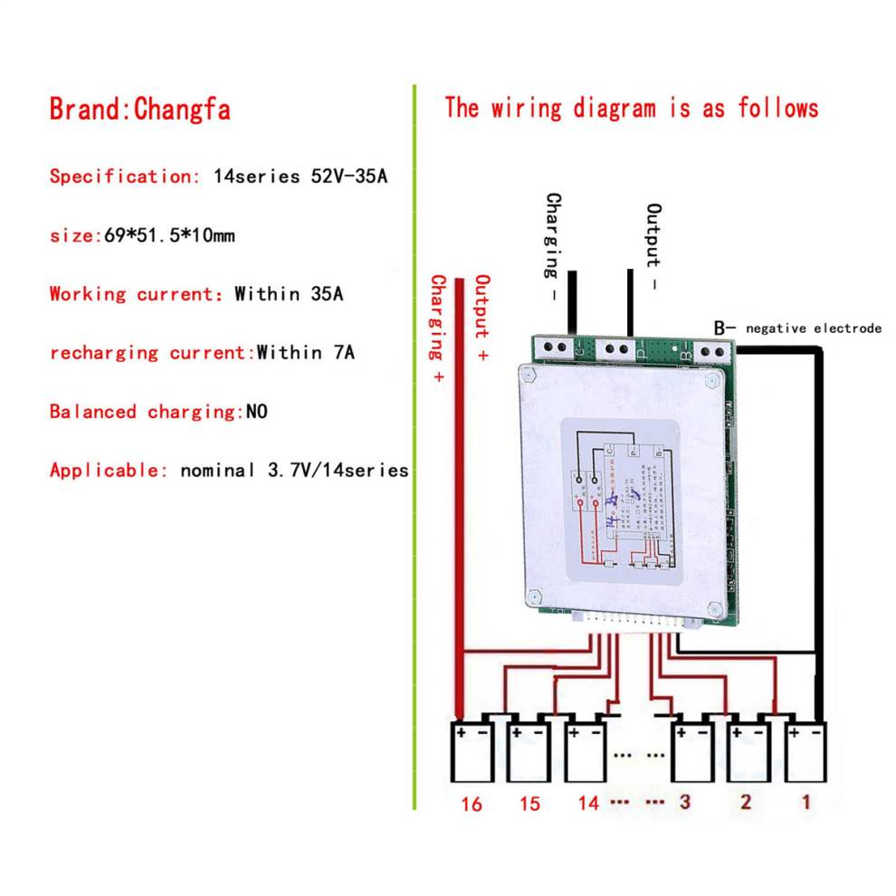 10X 14S 52V 35A Li-Ion Lipolymer Battery Protection Board Pcb For E-Bi 4854049501297