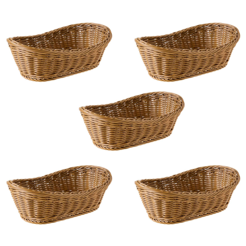 4 Stuks Gevlochten Broodmand - Ronde Rietmand Bruin En Zwart Voor Brood, Gebak En Ontbijt