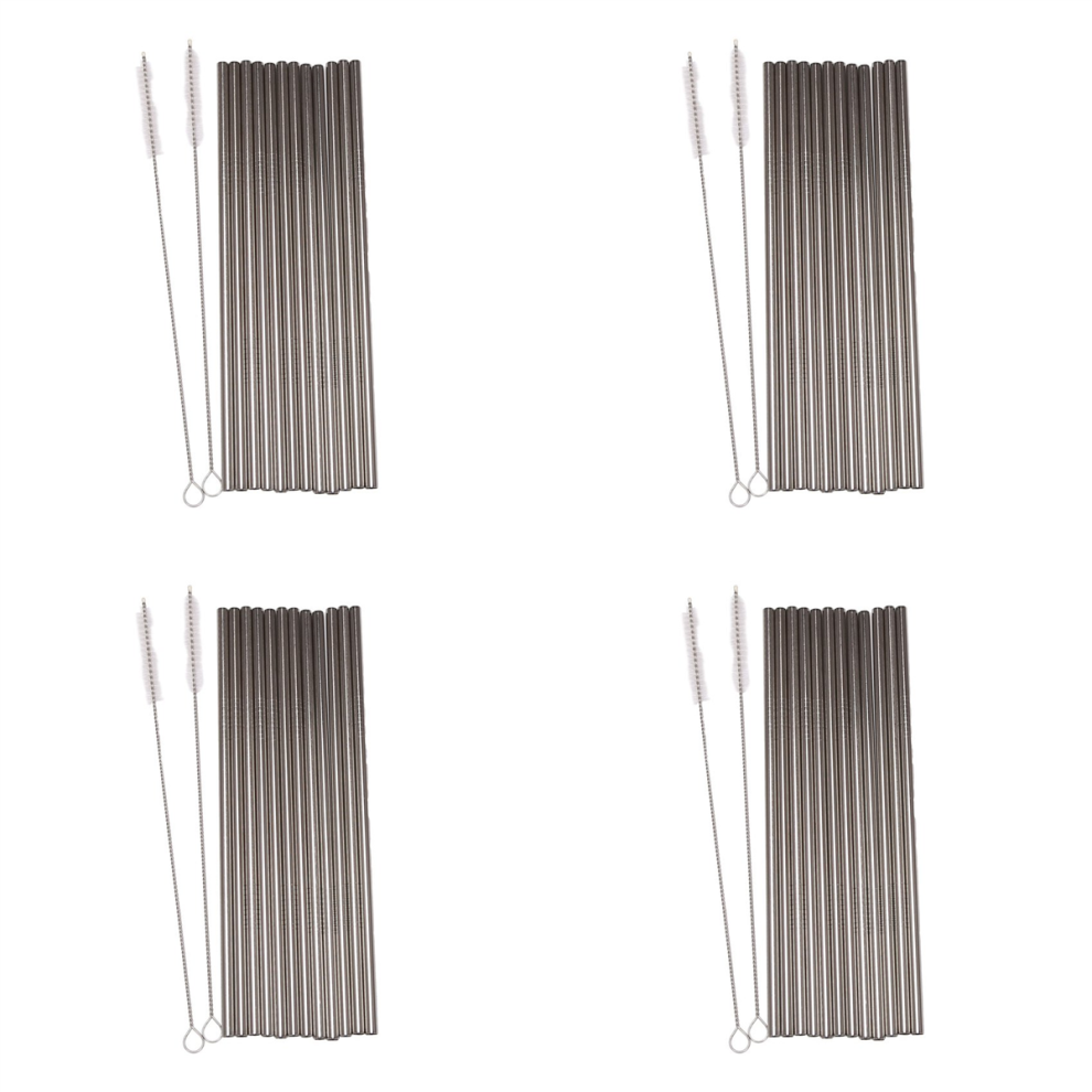 Set Di 48 Cannucce In Acciaio Inossidabile, Riutilizzabili, In Metallo, Per Bere, Dritte