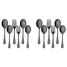 Lot de 2 cuillères et fourchettes de service en acier inoxydable pour buffet, traiteur, fête, banquet