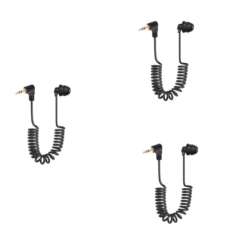 3 Pcs 3.5mm Spring Earphones Single Side Headphones Earbuds Wired Head 1