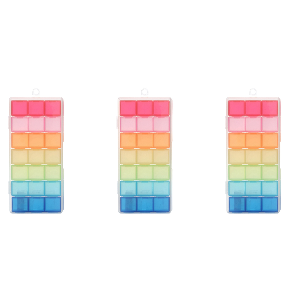 Torribaly 3X 21 Compartment Transparent Color Empty Plastic Box Pill Tablet Medi