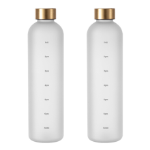 2X 1L Water Bottle with Time Marker 32 OZ Motivational Reusable Fitnes