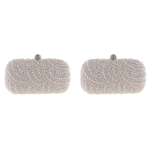 2 bolsos de mano con perlas para mujer, bolso de mano para noche, fiesta, boda