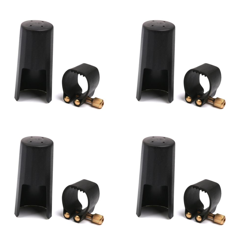 4X Tappo Per Ugello In Plastica Per Clarinetti Con Legatura In Pu Nero