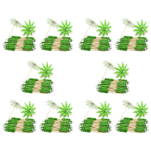 10x groene kokospalm tandenstokers papieren paraplu's handgemaakte cocktailpa