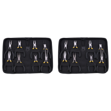 16PCs Mini Pliers Set, Long Nose with Teeth, Flat Jaw, Round Curve Nee
