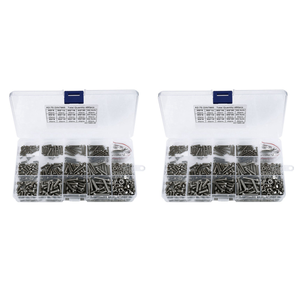960Pcs/Set M2 M2.5 M3 Din7985 Gb818 Steel Recessed Pan Head Screws Ass 4854049516369