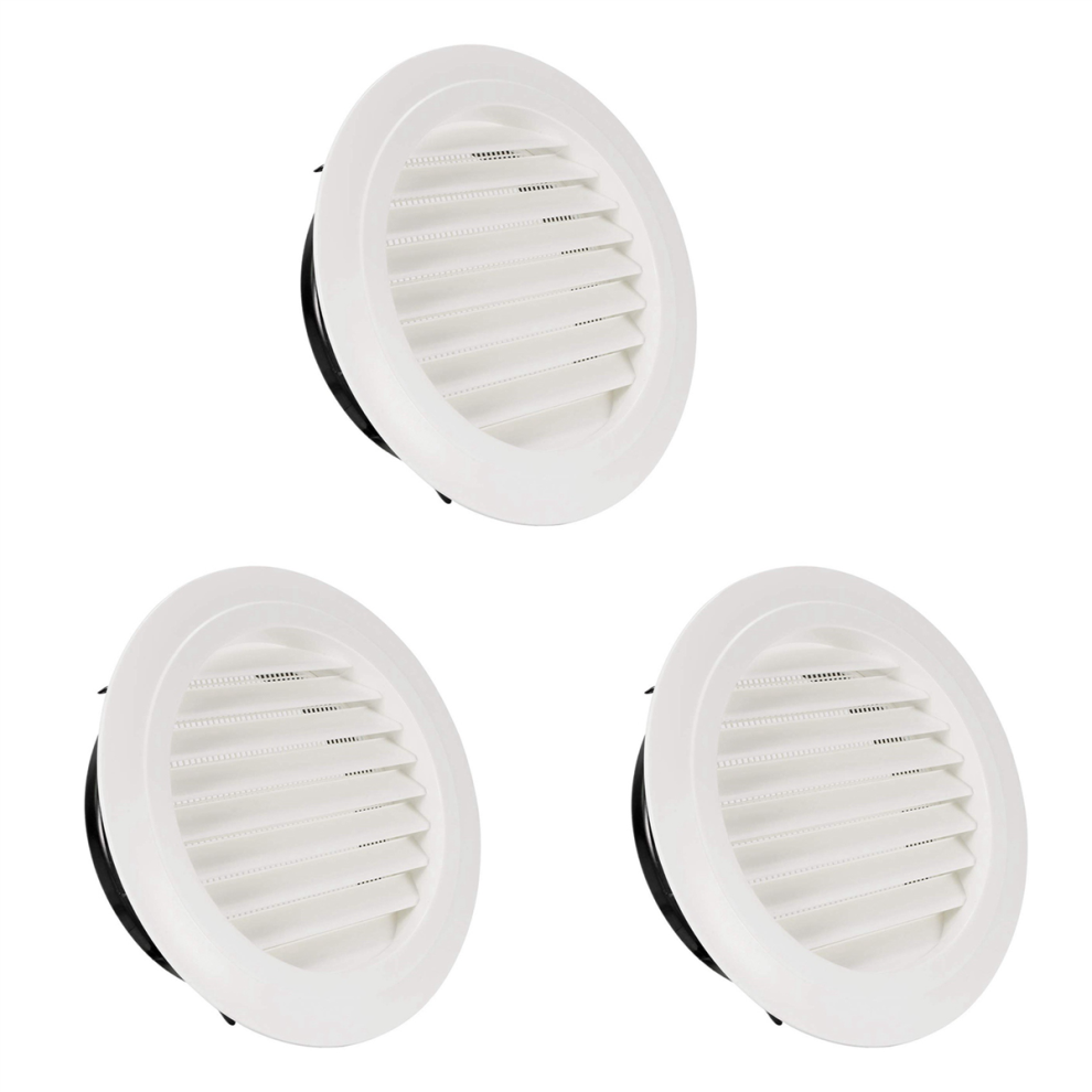 3Pcs 8 Inch Round Air Vent Abs Louver Grille Cover White Soffit With B 4854049520069