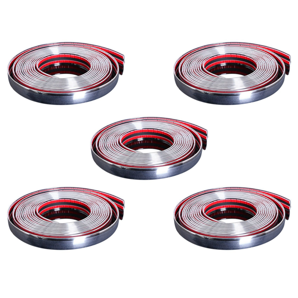 5Pcs 20Mm 5M Chrome Moulding Strip Trim Self Adhesive Crash Protector 4854049520618