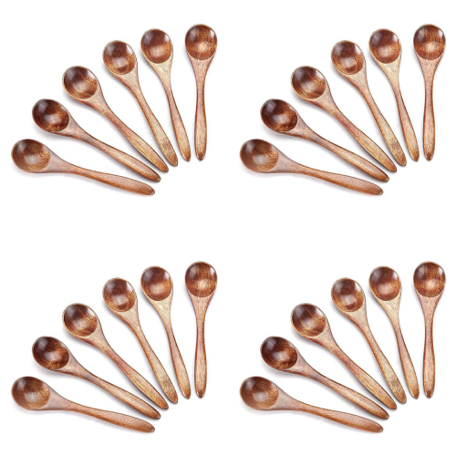 Small Wooden Spoons, 24Pcs Teaspoon for Cooking Condiments Spoon, Mini 1