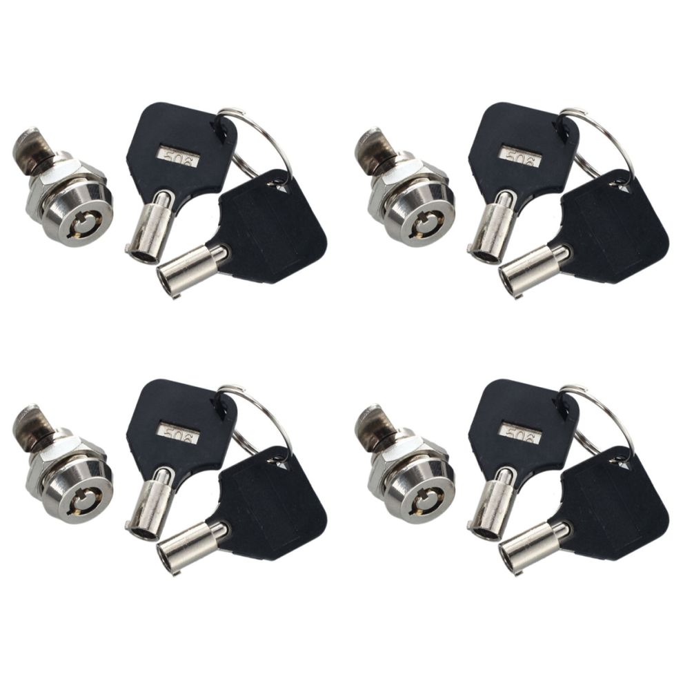 Lot de 4 serrures à came quart de tour filetées de 12 mm pour tiroirs et casiers