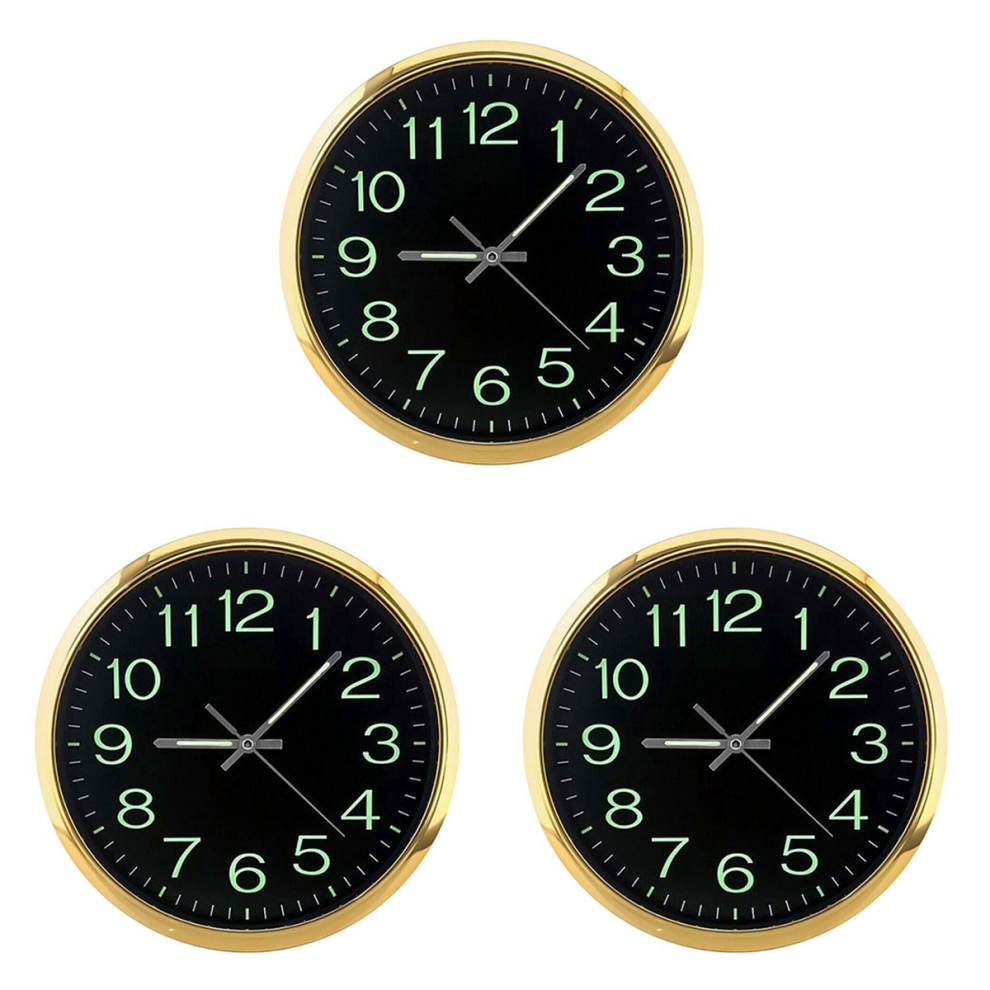 Reloj De Pared Grande, Luminoso Y Redondo De 3 X 12 Pulgadas Que Brilla En La Oscuridad Y No Hace Tictac-image