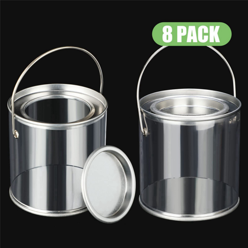 Paint Bucket Clear with Metal Lids and Handle Decorative Plastic Stora 2