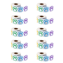 10X A Roll of 500 Pieces Colorful Stickers Dog Name Tags Labels Footpr