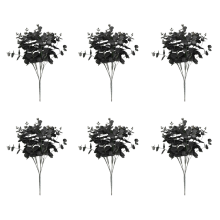 6X 20 Heads Artificial Black Eucalyptus Fake Flower Plant Wedding Part