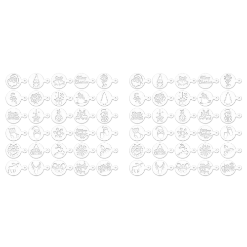 60 Pieces Cookie Stencils Cake Templates Coffee Reusable Painting Sten 2