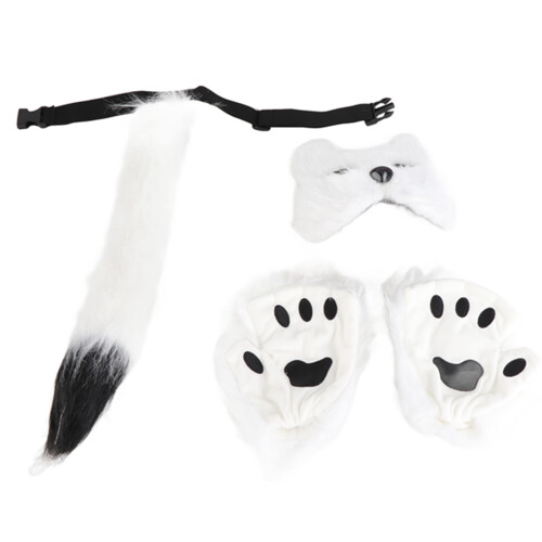 Fuchsmaske zur Simulation, Plüschschwanz, Handschuhe - Requisiten