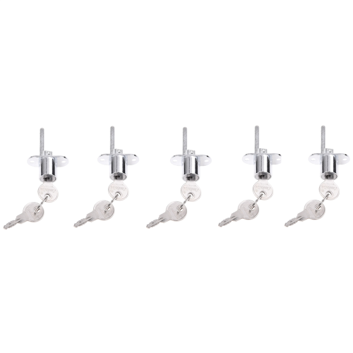 5pcs 19mm Cylinder Head Diameter Silver Tone Metal Drawer Plunger Lock