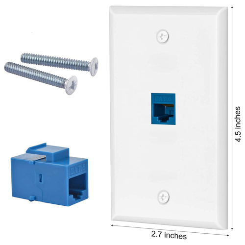 24x Πρίζα τοίχου Cat6 Ethernet 1 θύρας RJ45, θηλυκή σε καλώδιο σύνδεσης 2