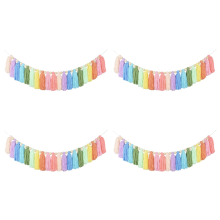 4X 37Inch Pastel Rainbow Tassel Garland with Wood Bead Colorful Tapest