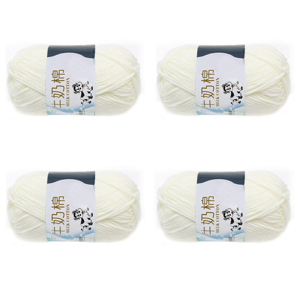 Filato Di Latte Da 4 Gruppi Per Lavorare A Maglia A Mano, Morbido (Bianco), Ruvido, Circa 2,5 Mm