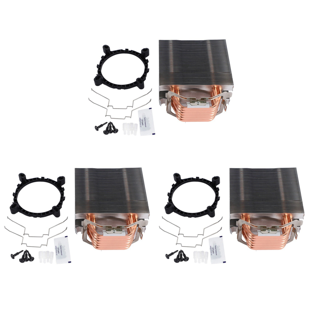 3X Ventola Di Raffreddamento Per Cpu Senza Ventola, Ventola Da 12 Cm, 6 Tubi Di Calore In Rame, Radiatore Di Raffreddamento Per