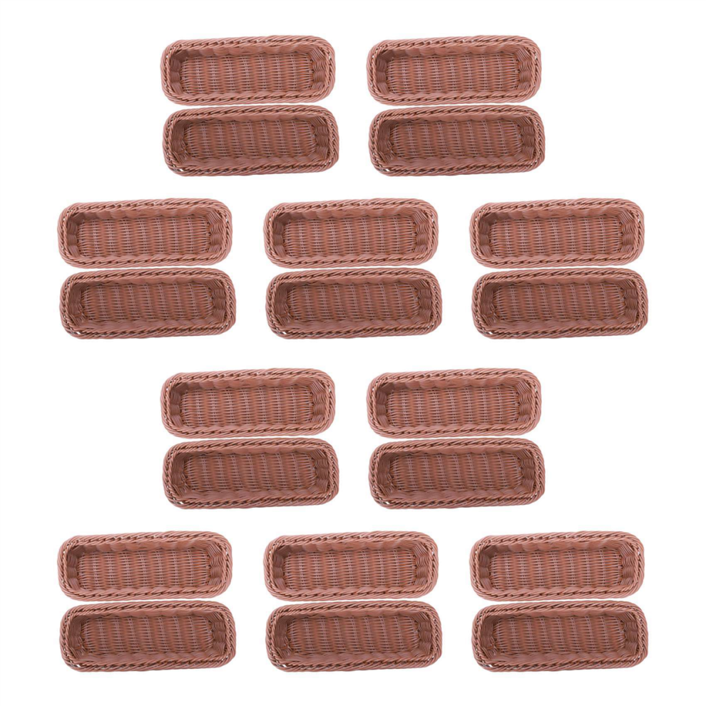 Cesto Portaposate Rettangolare In Plastica Rattan Da 20 Pezzi, Scatola Portaoggetti, Forchetta, Chopst