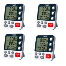 4x digitale dubbele keukentimer, 3 kanalen, optel-/afteltimer, kookwekker