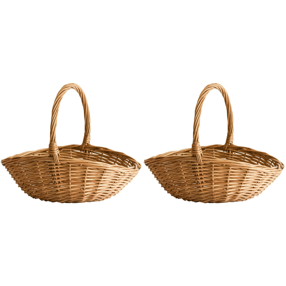 2X Cesto In Vimini Con Manico, Cestino Per La Spesa, Cesto Regalo, Cestino Da Picnic