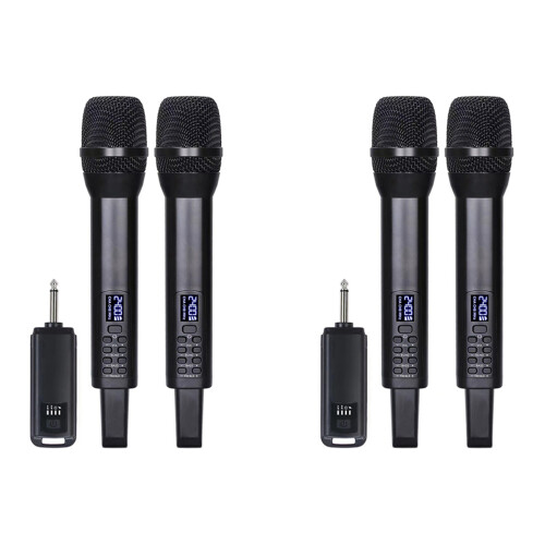4x Karaoke Wireless Microphone Receiver Audio Singing Performance Treb