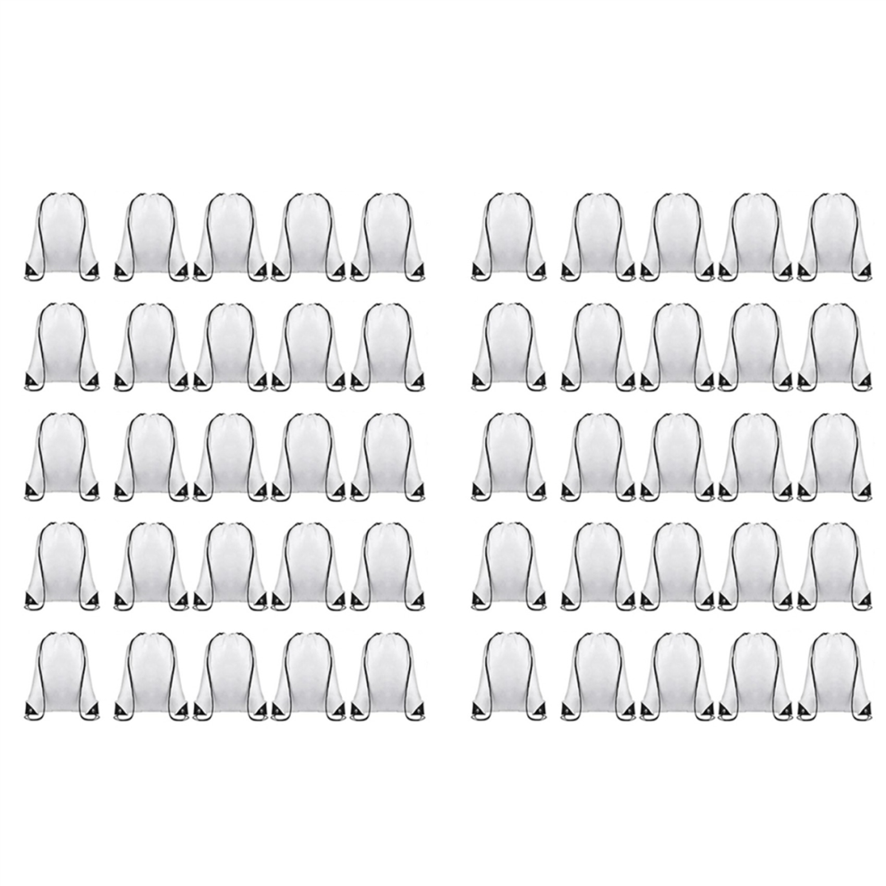 Torribaly 50 Pcs Sublimation Drawstring Bags Bulk Blank Backpacks Reusable White