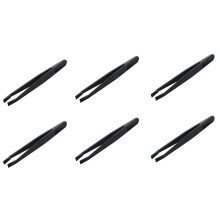 6X Pinzette antistatiche con punta piatta in plastica nera per utensili manuali